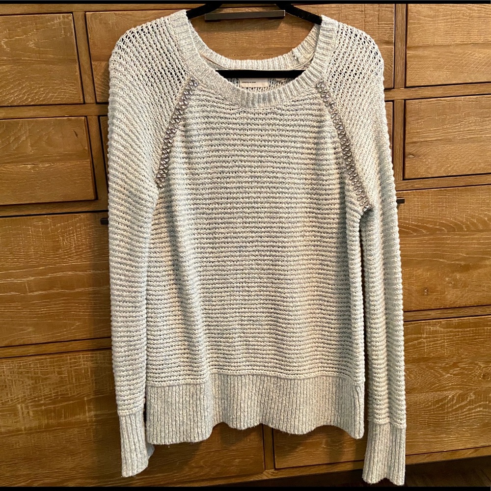 Sleeping on snow embellished baby blue sweater